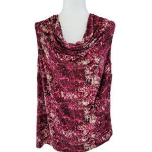 Jones Studio Red Cowl Neckline Sleeveless Blouse Size 14W EUC